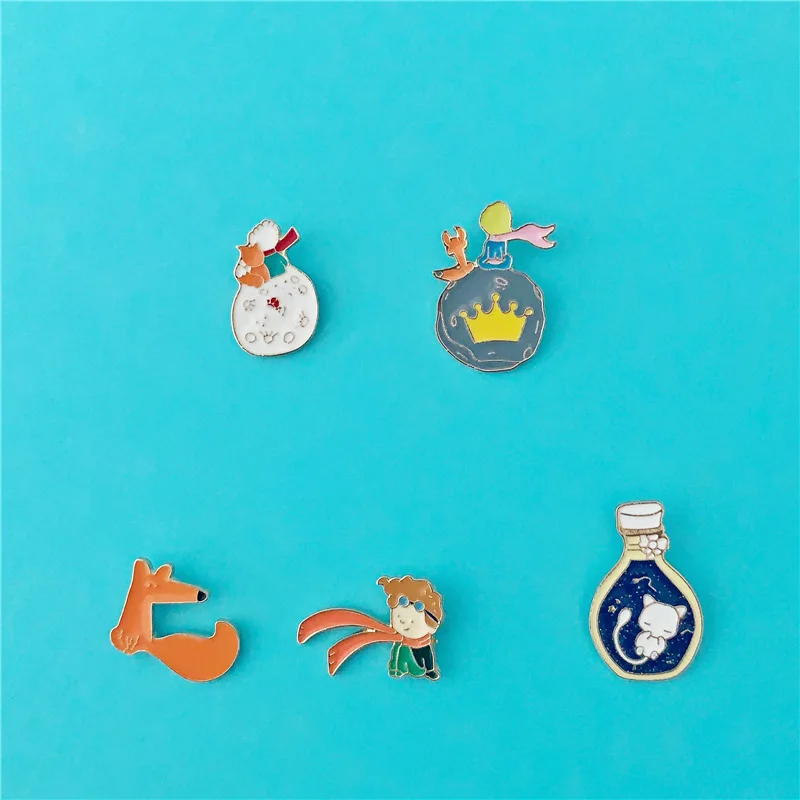 

Little Prince Metal Brooch Cartoon Cute Fox Enamel Pin Cute Hat Badge Jacket Shirt Jeans Lapel Pins Sweater Clothing Accessorie