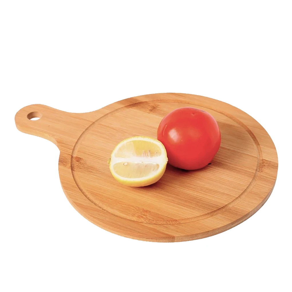 

Chopping Board Bamboo Block Pizza Plate Kitchen Fruit Vegetable Meat Slicing Serving Tray