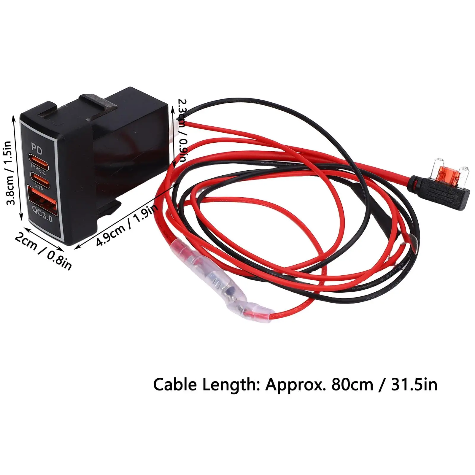 1 шт., адаптер для быстрой зарядки USB TYPE-C QC3.0, синий светодиодный индикатор, 1224 В, для Toyota FJLand Cruiser Prado 4Runner Tacoma (art.: 3920db255887f) - 3920db255887f