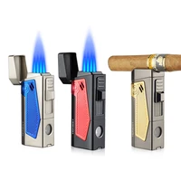 honest windproof cigar lighter with puncher holder needle portable 4 jet flame multifunction refillable smoking accessories