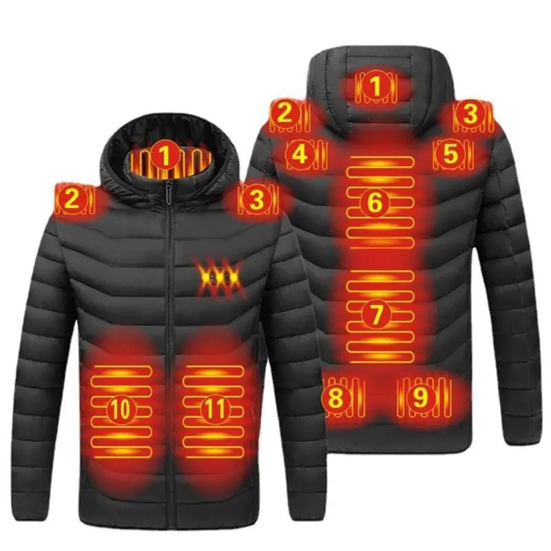 Men's 2/4/9 Area Heated Jacket USB Winter Outdoor Electric Heated Jacket Warm Sports Warm Coat Clothing Warm cotton jacket