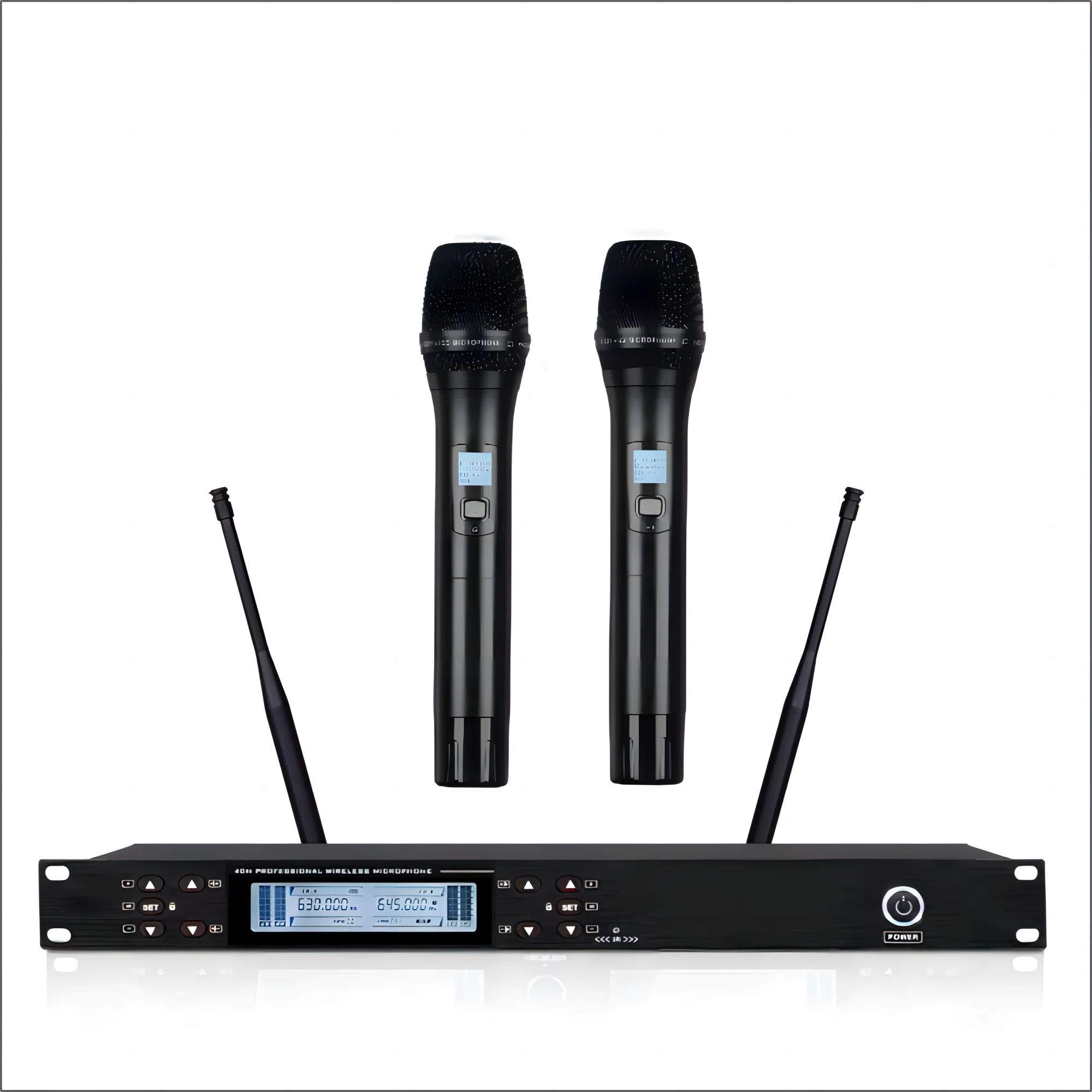 Фото Demao Профессиональный UHF портативный беспроводной двухканальный вокальный микрофон BT беспроводной микрофон для потоковой передачи караоке №1