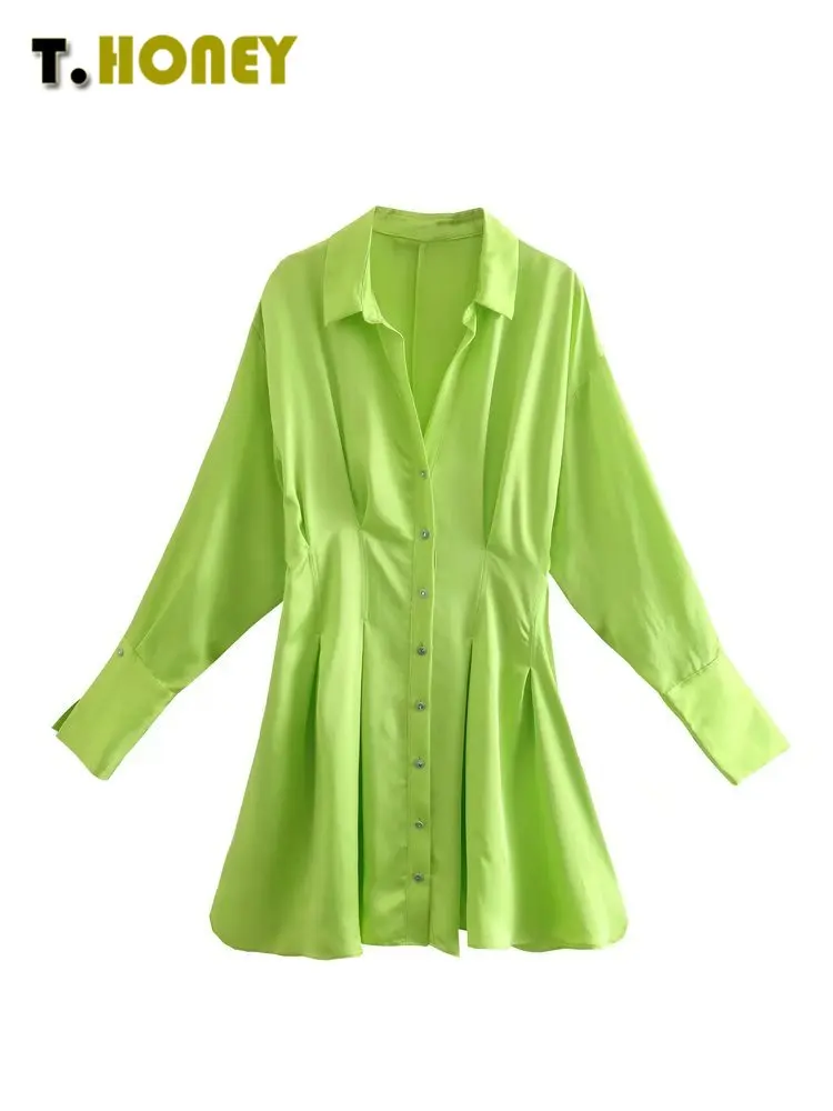 

Женское модное однобортное платье TELLHONEY с V-образным вырезом, плиссированное дизайнерское платье с длинными рукавами