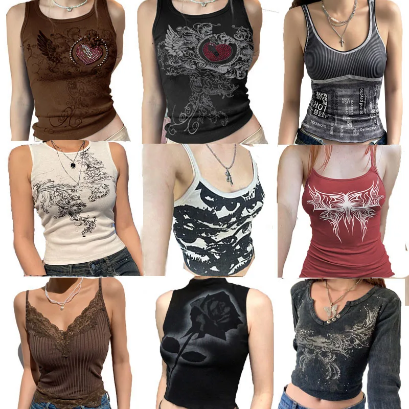 

2022 Vintage Clothes Y2k Corset Crop Top Women Cyber Baby Tee Emo Gothic Coquette Aesthetic Grunge Fairy Core 90s Ropa Fairycore