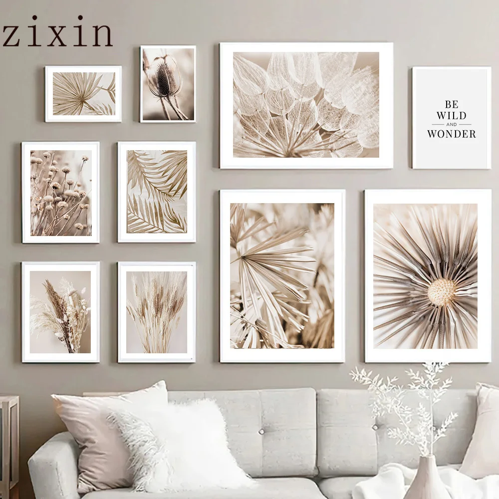 

Beige Grass Reed Dandelion Boho Wall Art PaintingCanvas Nordic Posters And Prints Nature Wall Pictures For Living Room Decor
