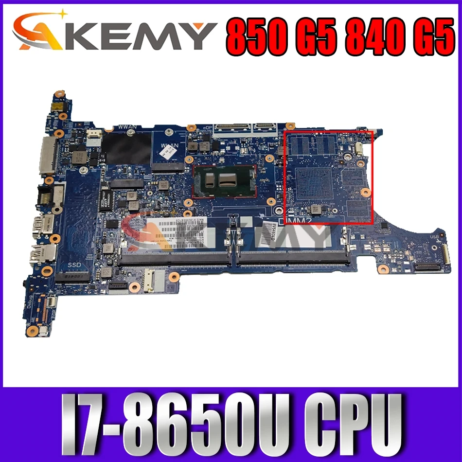 

Akemy For HP EliteBook 850 G5 840 G5 laptop motherboard mainboard 6050A2945601-MB-A01 with I7-8650U CPU GM DDR4 tested ok
