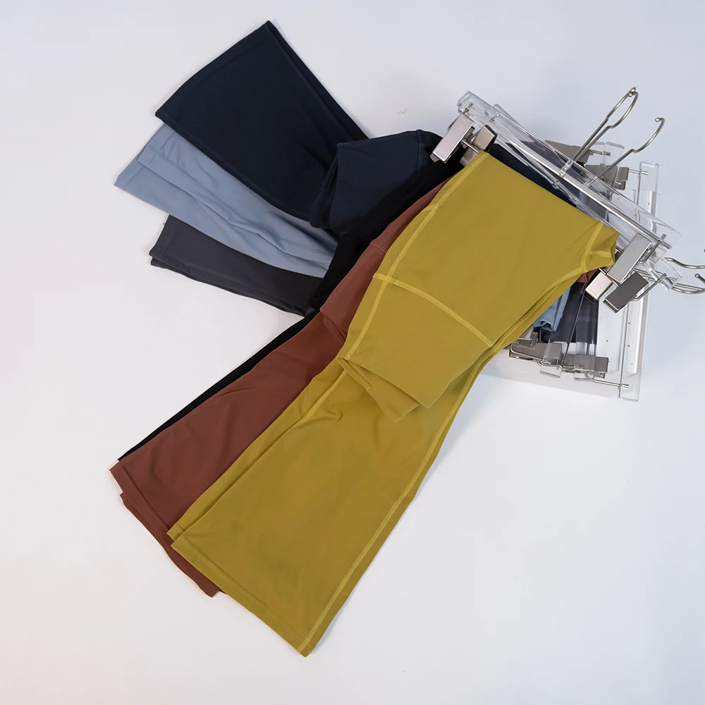 Lulu Women High Waist Elasticity Flared Pants Slim Was Thin Tight Wide Legs Yoga Leggings Gym Quick Dry Sports Fitness Trousers