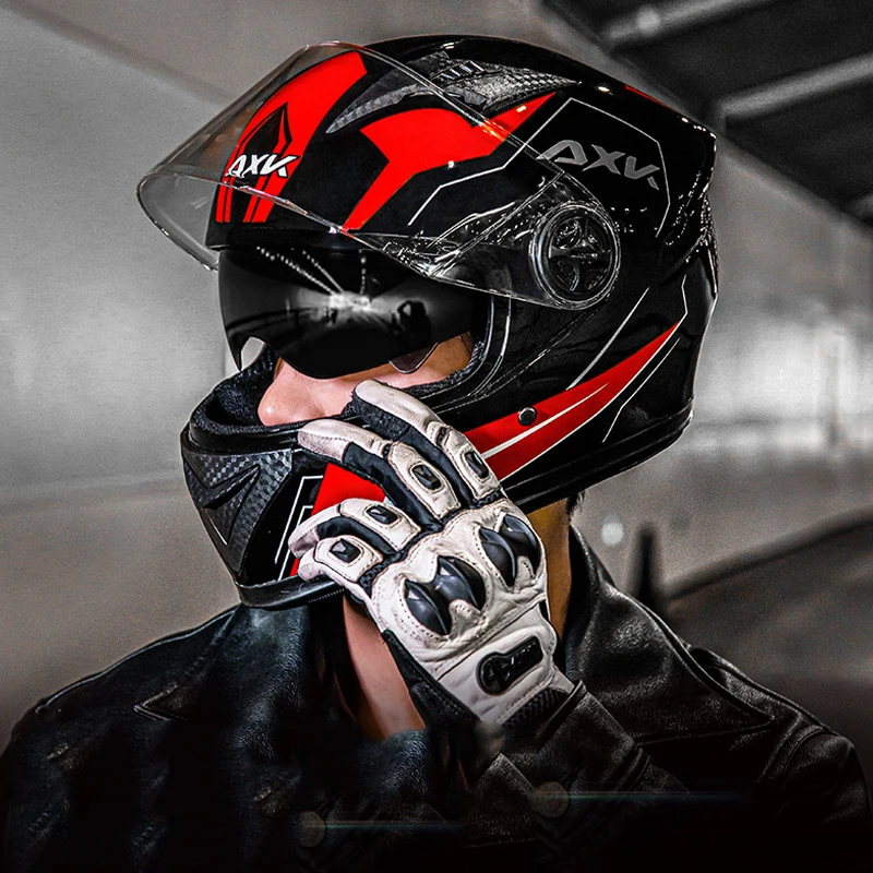 

2 Gifts Full Face Motorcycle Helmet Dual Lens Motorbike Helmet Double Visors Dirt Bike Helmets for Man Women