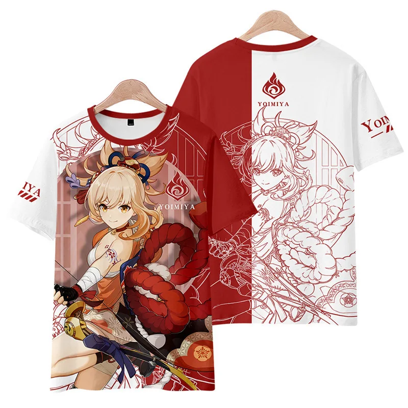 

Genshin Impact Yoimiya Cosplay T-shrit Anime 3D Printed Casual T Shirt Short Sleeve Summer Tee Tops Clothes