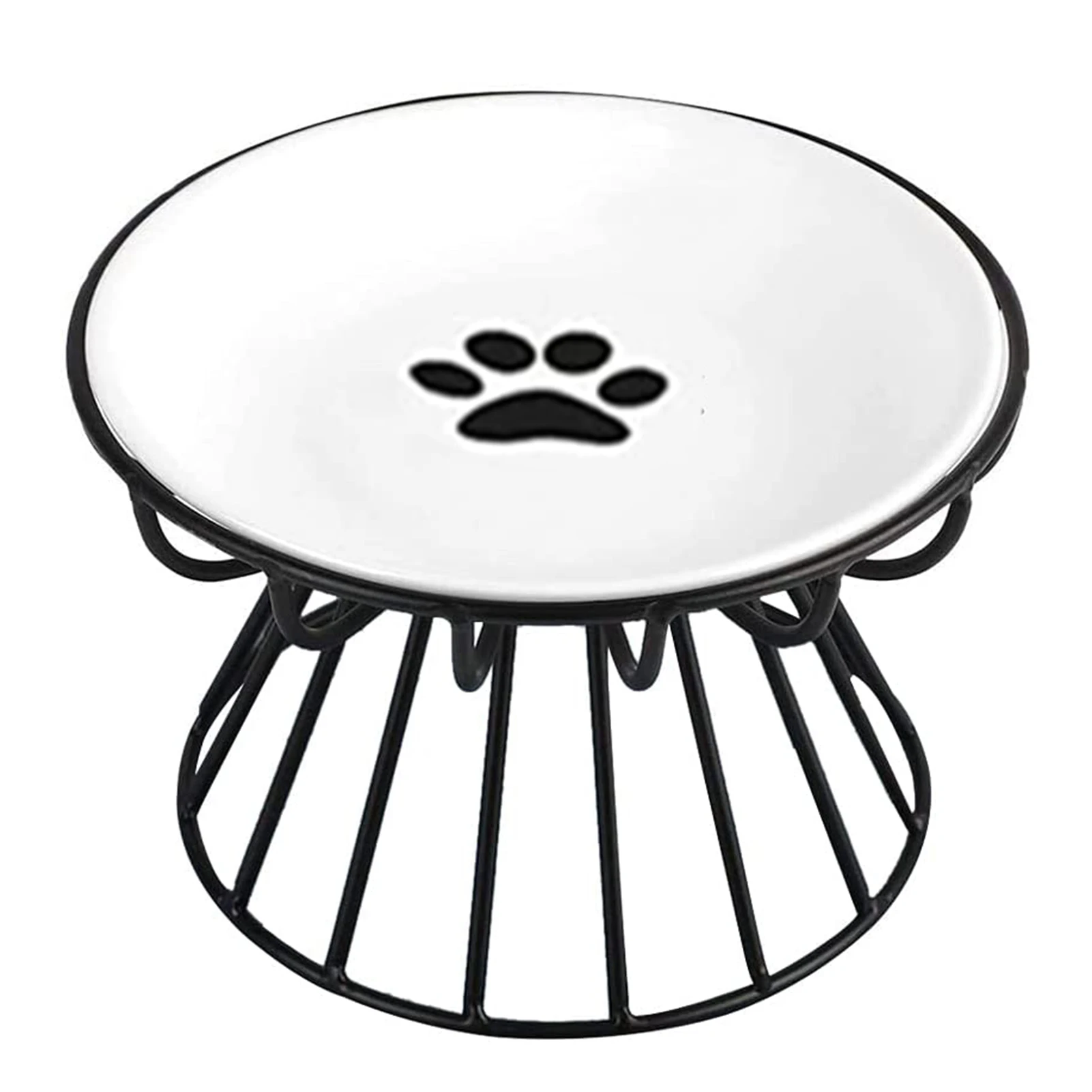 

Pet Food Bowl with Metal Stand Whisker-Friendly Anti-Vomit Cat Plate Set for Cats and Small Dogs