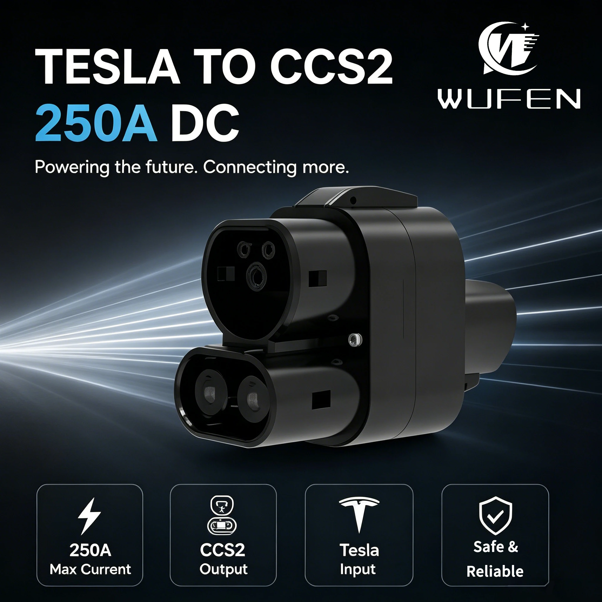 Фото Адаптер WUFEN Tesla - CCS2 DC, конвертер для быстрой зарядки NACS - CCS2, 250А 250кВт, для электромобилей CCS2 №1