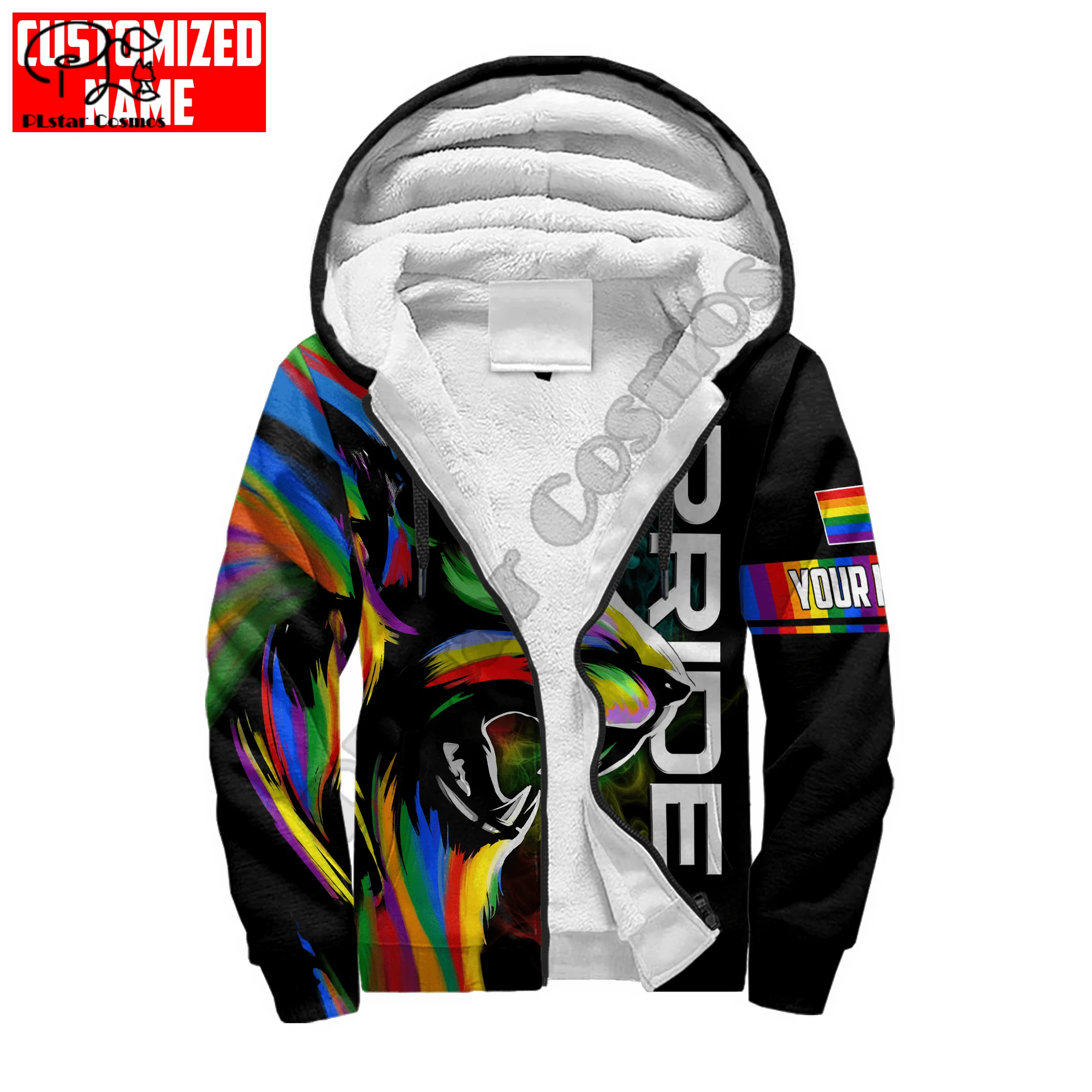 Rainbow Love Freedom Equity Pride Lgbt Gay Lesbian Tattoo 3DPrint Men/Women Streetwear Winter Coat Fleece Jacket Zip Hoodies A1