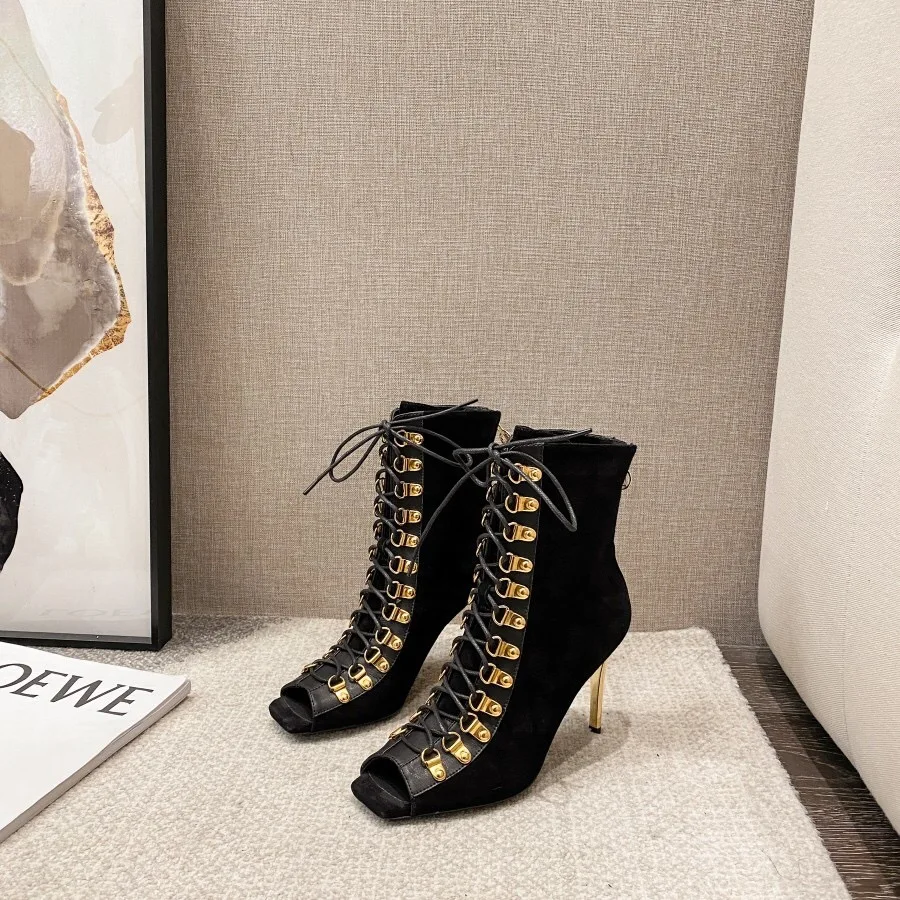 

2022 Summer New Fashion Women's Shoes High Heel Strap Open Toe Design Solid Color Gold Edge Stiletto