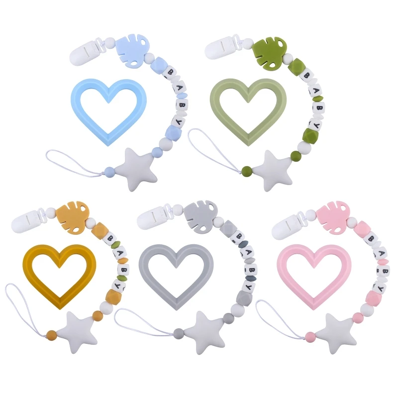 

Elegant Nipple Leash Strap Pacifier Clips Colorful Beads Teether Toys Soft
