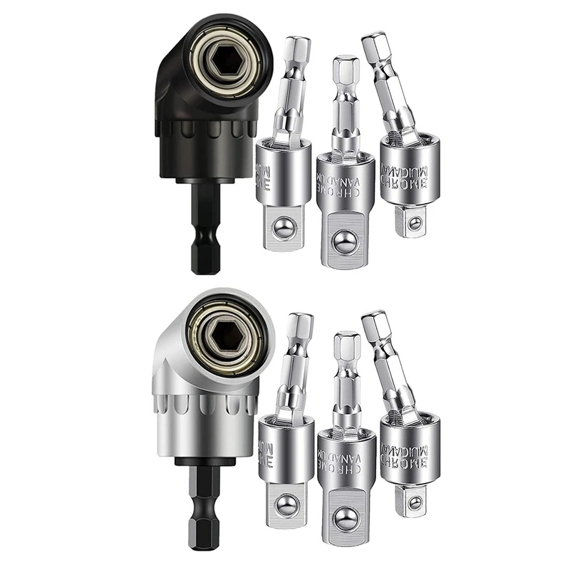 

4 Pcs Power Drill Sockets Adapter Sets 360°Rotatable Hex Shank Impact Driver Socket Adapter 1/4Inch 3/8Inch 1/2Inch