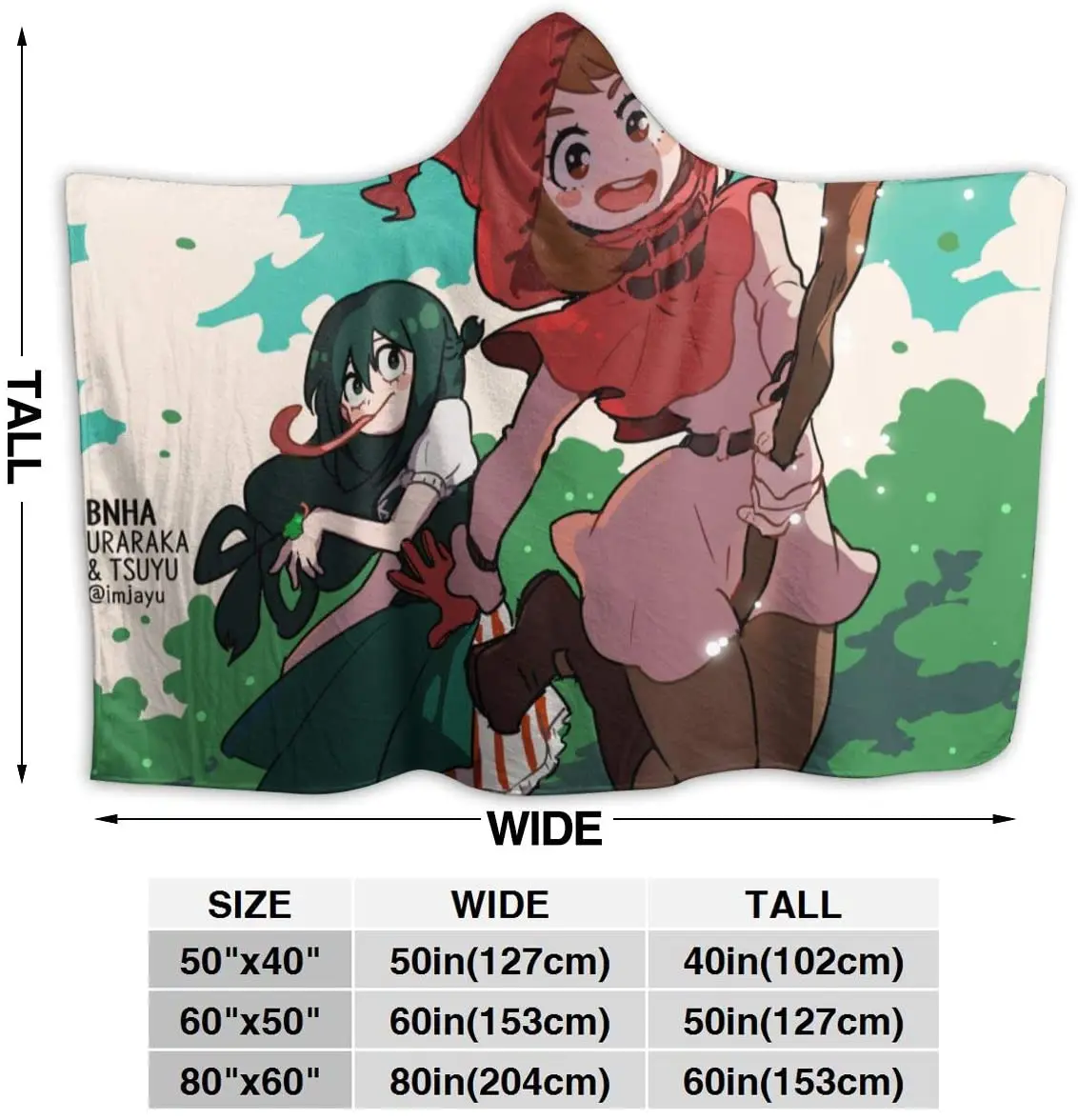 

My Hero Academia of MHA Ochaka Throw Blanket for Unisex Adult Hooded Blanket for Sofa Wearable Blanket Flannel Blanket