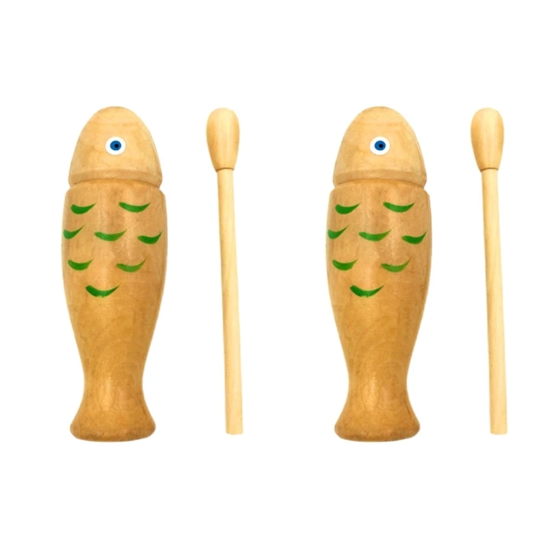 

Musical Instrument Fish Pattern Temple Block Clapper Baby Teaching Aids Toy