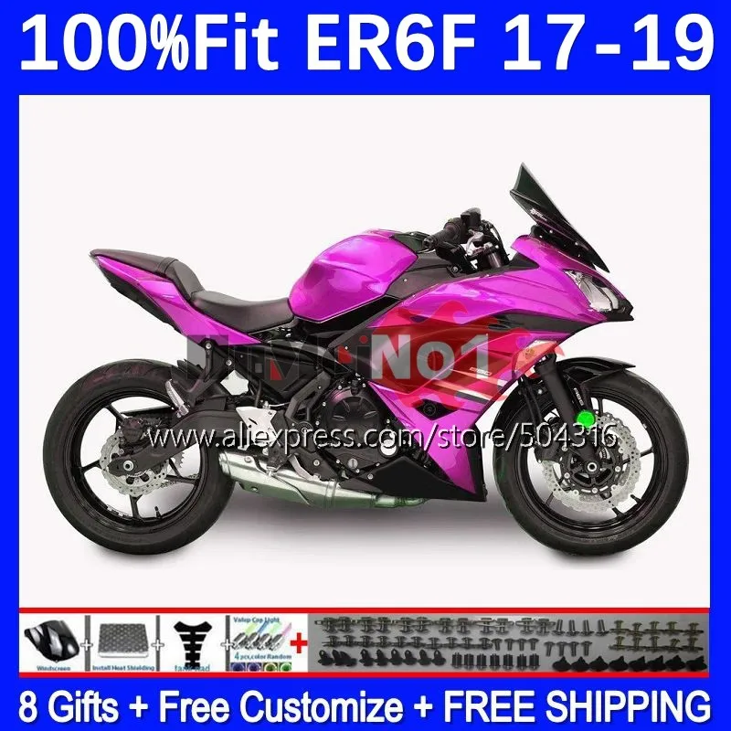 

Injection Body For KAWASAKI NINJA 650R ER-6F ER6 ER 6F 6 F 175MC.60 ER6F 17 18 19 650 R 2017 2018 2019 OEM Fairing glossy pink