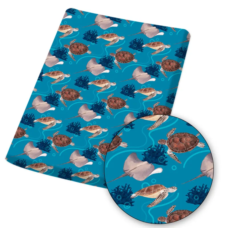 Полиэфирная хлопчатобумажная ткань дизайнерский тканевый лист с принтом китов