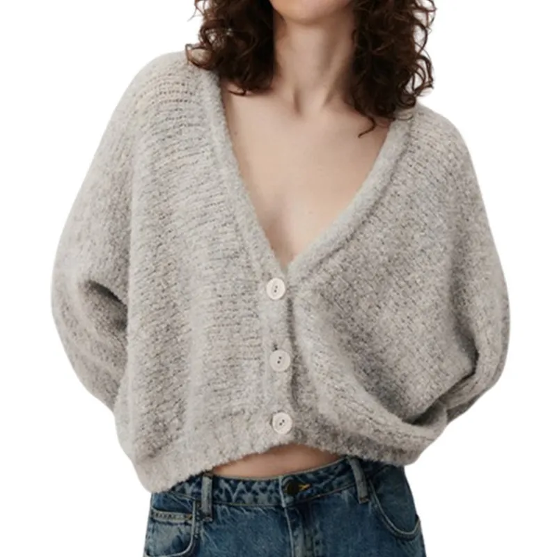 WPNAKS женский однотонный вязаный кардиган свитера осенне-зимняя одежда с