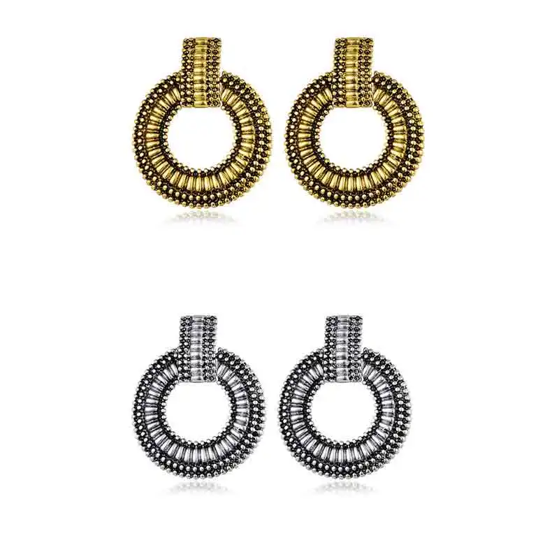 

Shineland 2023 Retro Women's Fashion Statement Round Dangle Earrings for Lady Party Jewelry Vintage Christmas Gift Wholesale