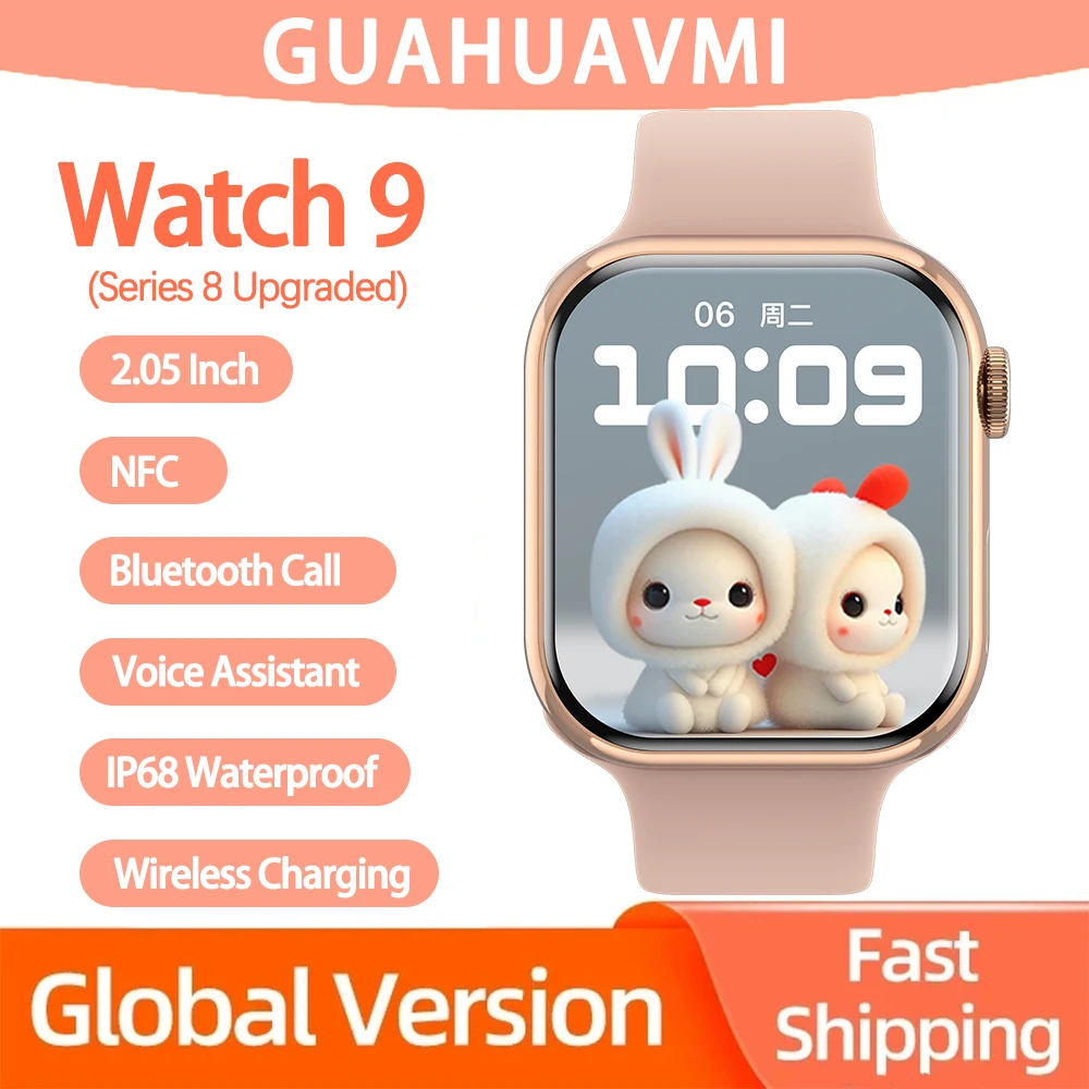 

2023 Fashion Watch 9 Watches Women Men Smart Watch IP68 GPS Track Wireless charger NFC Siri SmartWatch For iphone samsung xiaomi