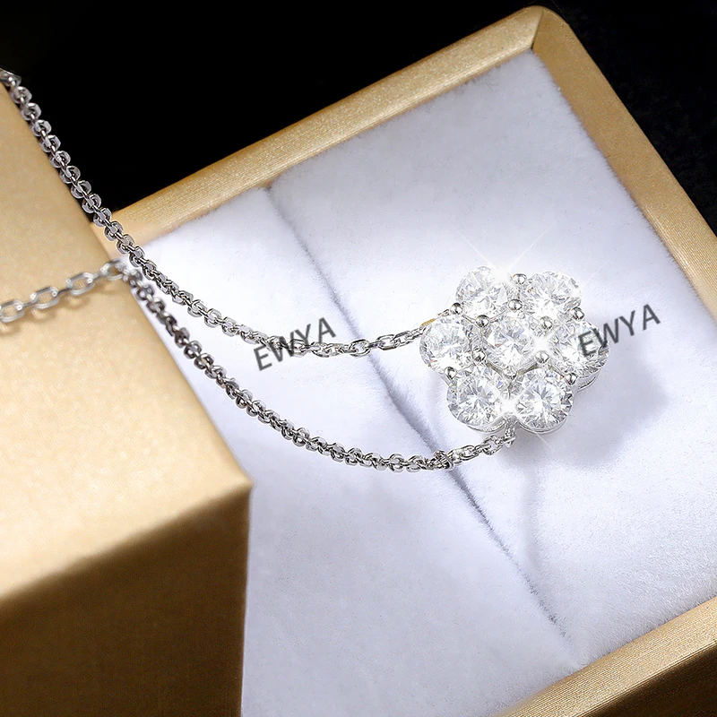 Цепочка женская с кулоном в виде муассанита серебро 3 5 пробы мм