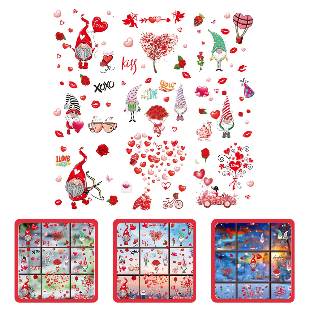 

Sheets Lovely Delicate Window Sticker Valentines Window Decoration Love Theme Window Sticker