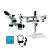 double boom stand microscope led lights 7x 45x simul trinocular stereo microscope with 38mp digital camera usb2 0 dual ports