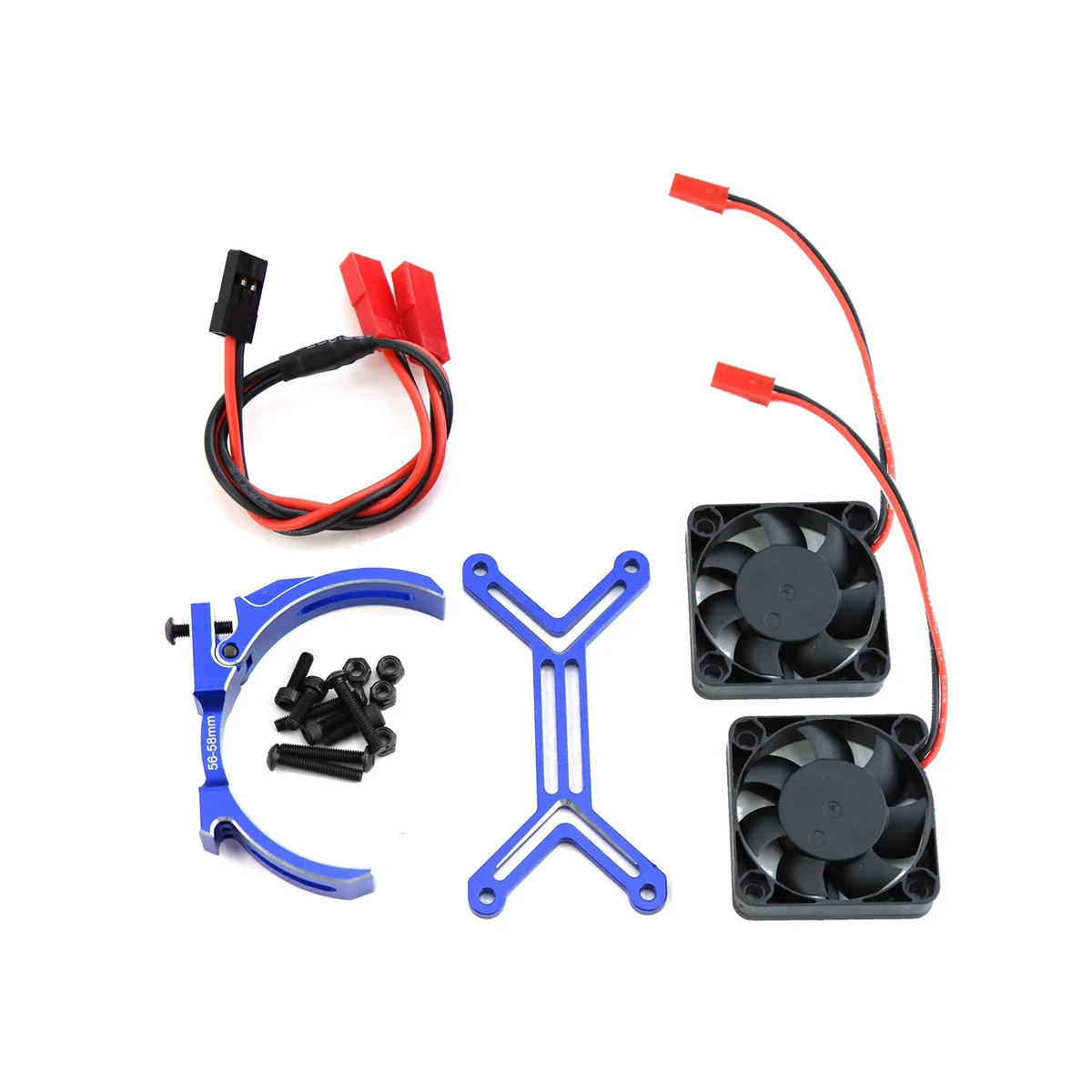 

5687 56113 Motor Heat Sink Dual Cooling Fan Heatsink 56-58Mm for 1/5 TRAXXAS XMAXX XRT Arrma Kraton Upgrade Parts,Blue