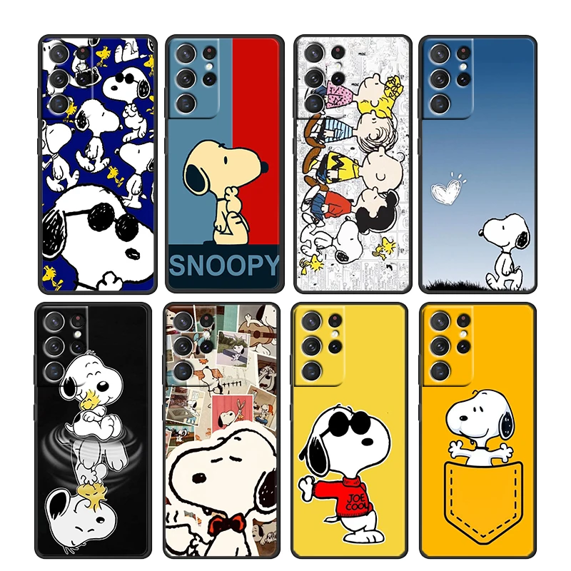 

Snoopy Cartoon Cute Boy For Samsung Galaxy S22 S21 S20 Ultra Plus Pro S10 S9 S8 S7 4G 5G Soft TPU Black Phone Case Cover Shell