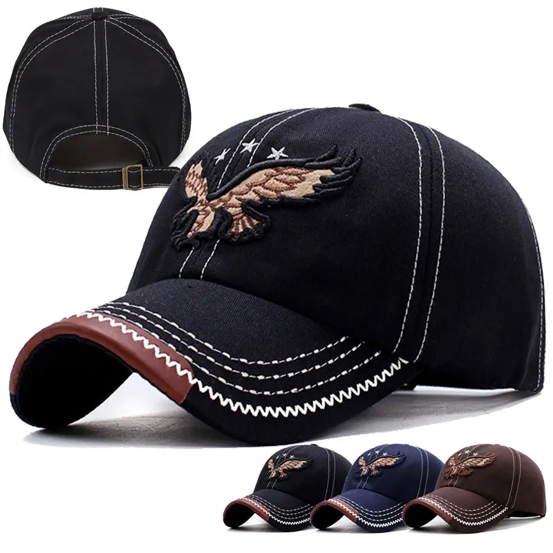 

Men's Hats Eagle Embroidery Men's Classic Line Baseball Cap Spring And Summer Solid Color Sports Sun Hat