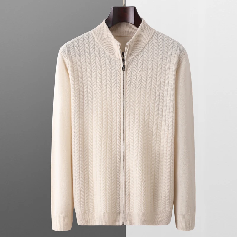 Осень/зима новое мужское пальто из 100% мериносовой шерсти вязаный кардиган на