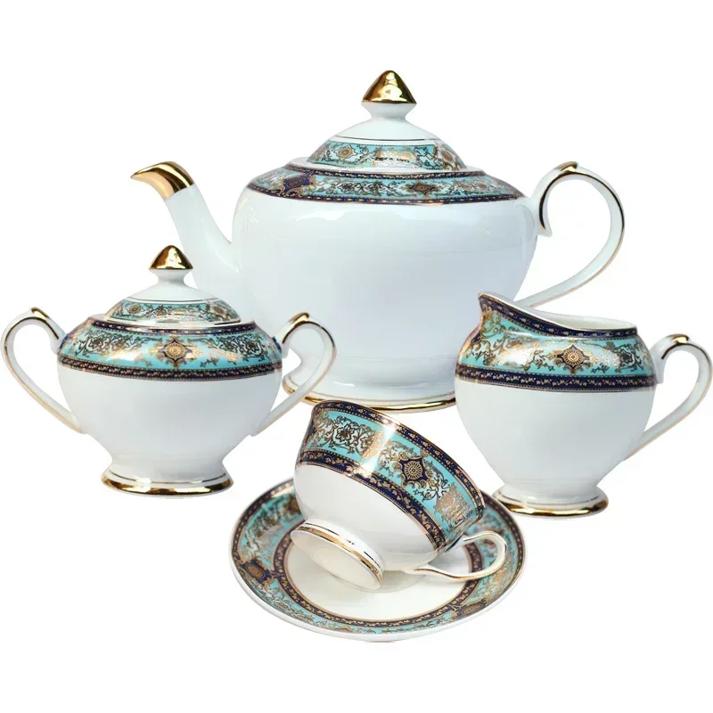 15 piece ceramic European coffee cup set high-end luxury gift living room home English afternoon tea black teapot