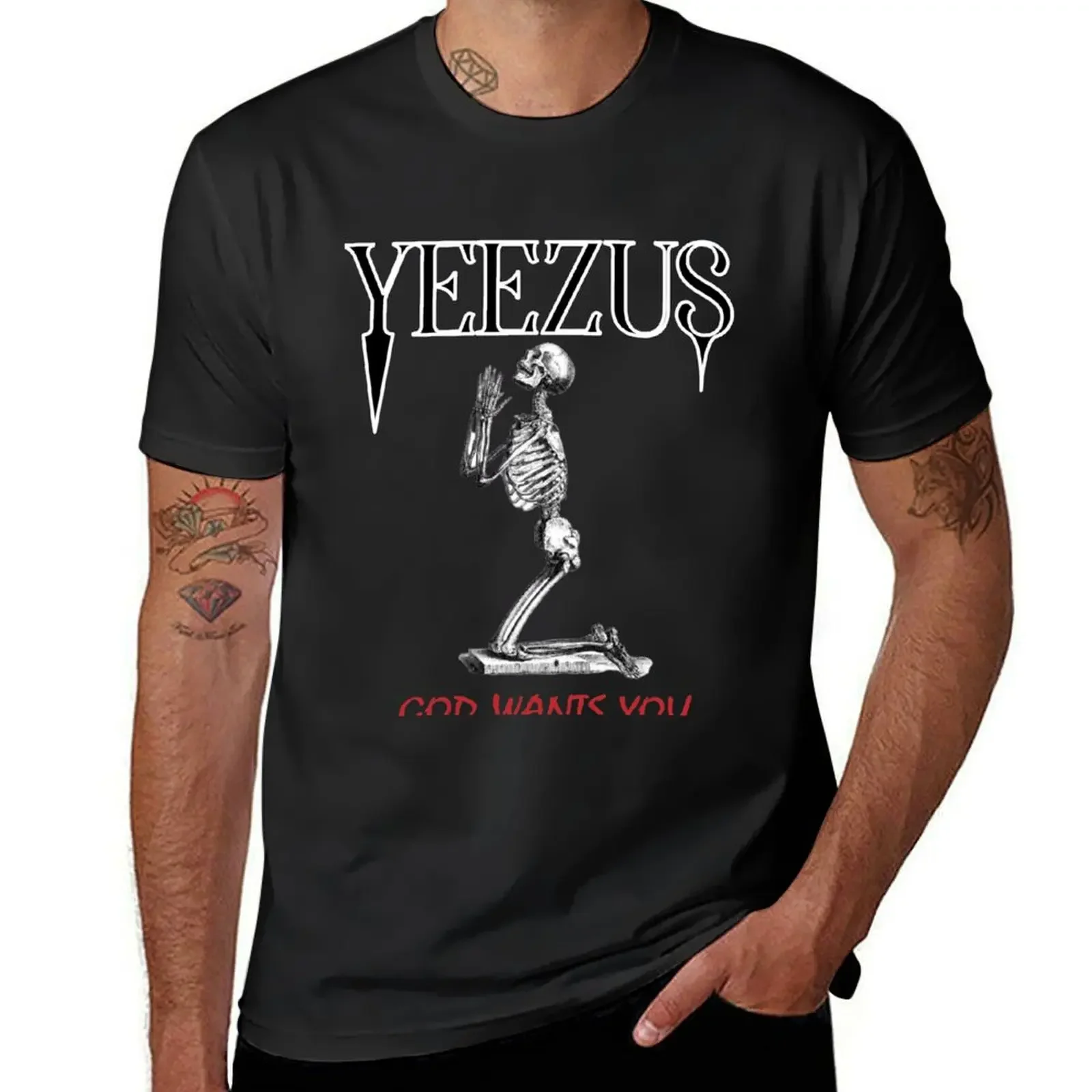 Мужская футболка Yeezus с принтом скелета