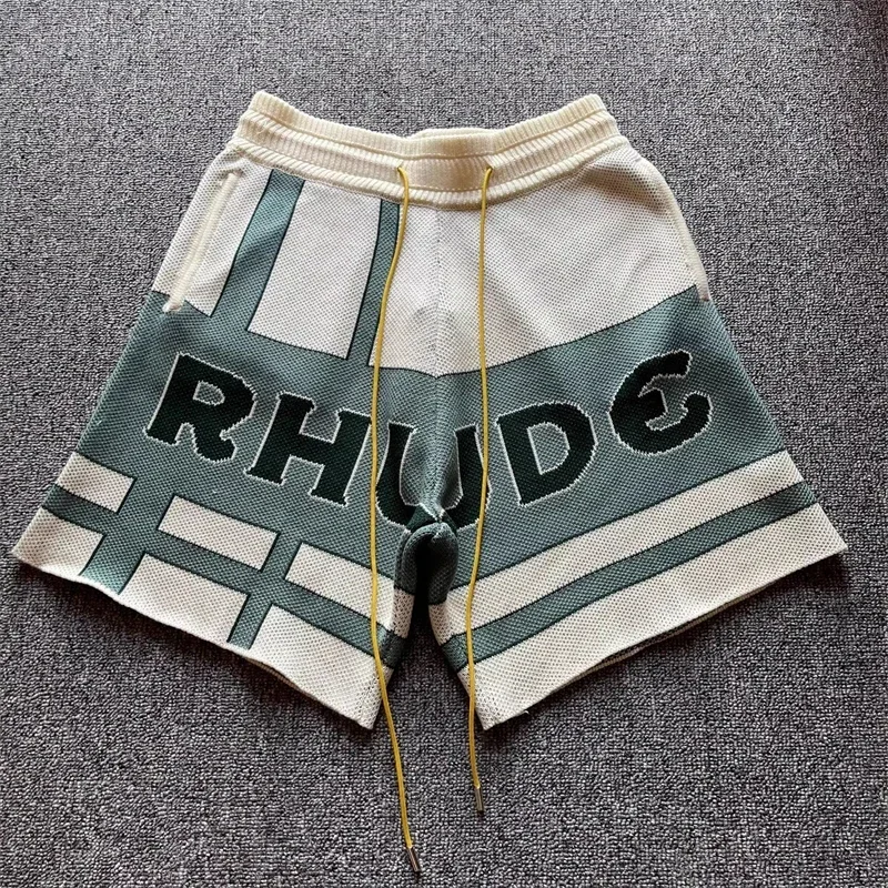 

New Rhude Knit Jacquard Short Men Women 1:1 20 Shorts Breeches Haikyuu