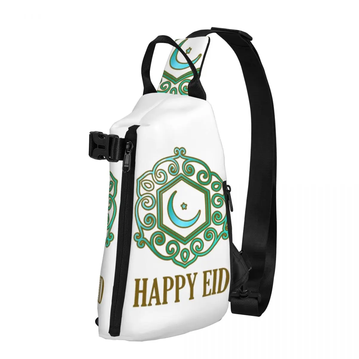 

Eid Mubarak Happy Eid Chest Bags Boy Al Fitr Greetings Hiking Shoulder Bag Funny Print Small Bag School Outdoor Style Sling Bags