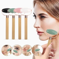 face massage roller single heads jade stone roller wooden handle face neck thin lift relaxing massage beauty skin care slimming