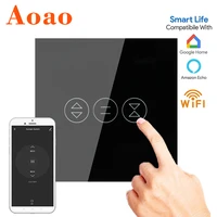 wifi smart touch curtain switch tuya app alexa google xiaomi home voice control eu standard ac 100v 240v switch