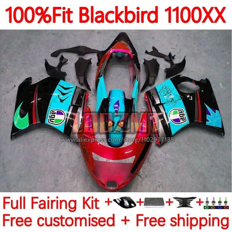 

CBR1100XX For HONDA Blackbird CBR1100 CBR 1100 XX 96 97 98 99 00 01 2002 2003 2004 2005 2006 2007 Red Shark Fairing 109No.111