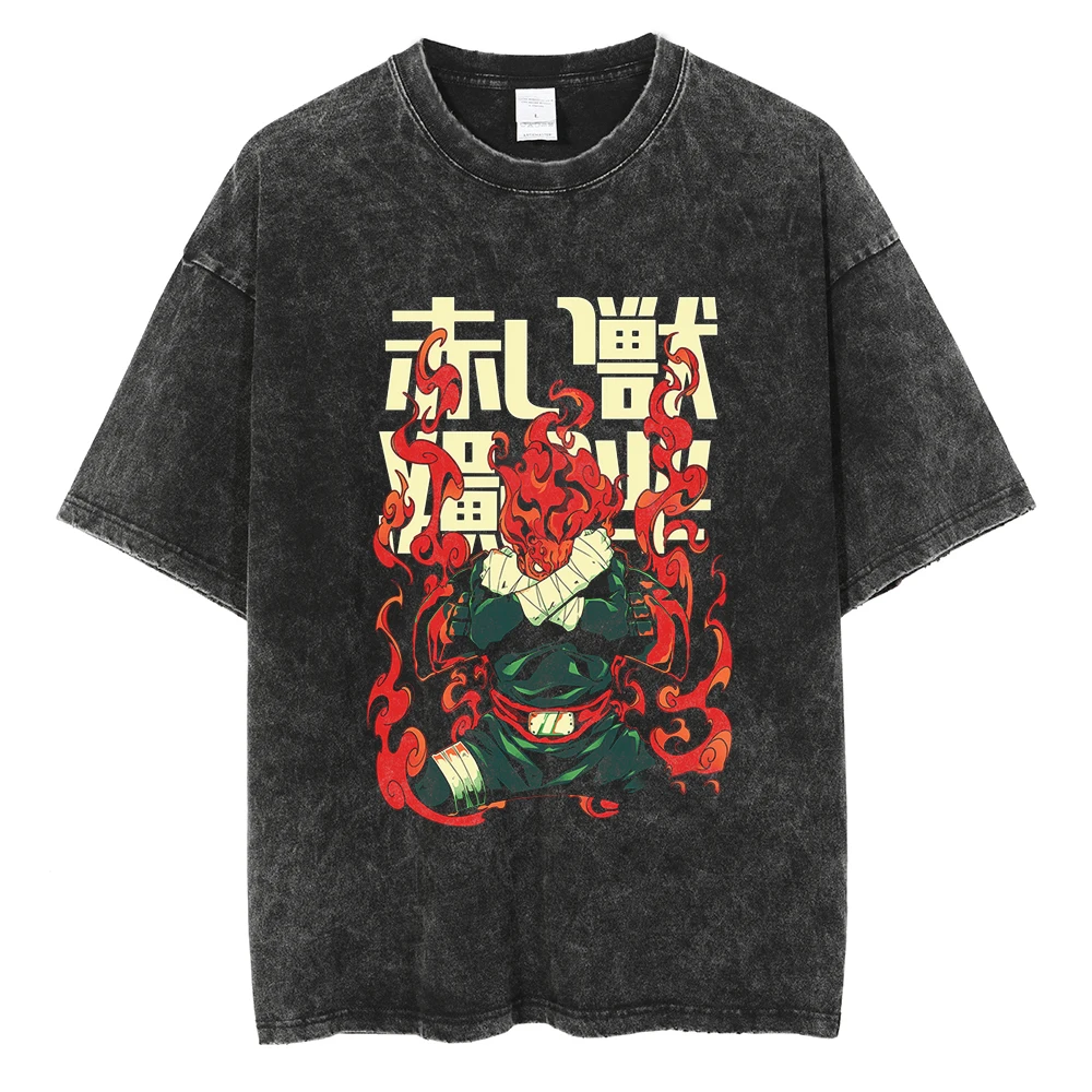 

Hip Hop Streetwear Men Washed T-Shirt Anime Naruto Graphic Oversized T Shirt Summer Short Sleeve Cotton Tee Shirt Vintage Tops