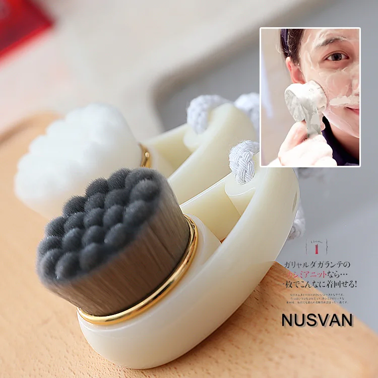 Facial Brush Short Handle Nano Bamboo Charcoal Facial Brush Deep Cleaning Facial Brush Skin Care Tools