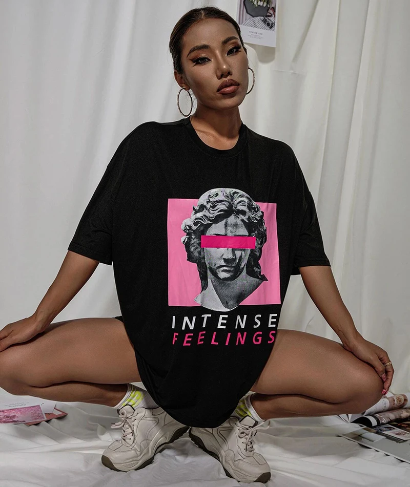 

Harajuku Oversized T-Shirt Women Aesthetic Unisex Short-sleeved T-shirts Vintage Shirt Clothes Punk Printing T-Shirt Large Size
