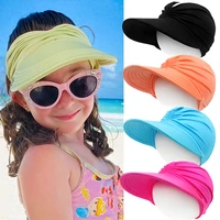 kids girls summer sun hat ponytail beach cap childrens elastic hollow cap outdoor quick drying sun visor hat uv protection