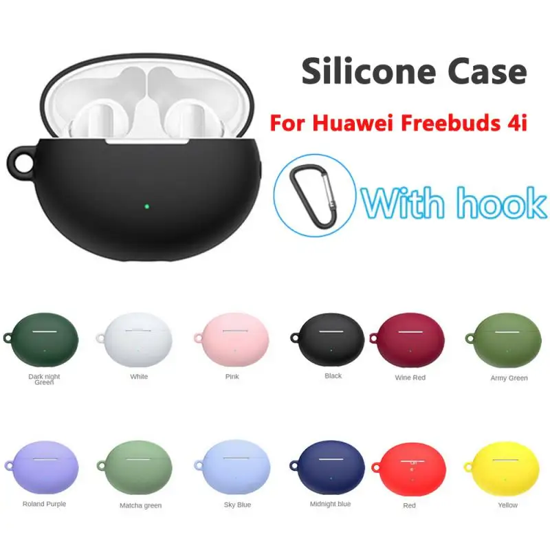 

Silicone Protective Case Cover for Huawei Freebuds 4i Headset Case Anti-drop Fundas Protector with Hook for Huawei Freebuds 4i