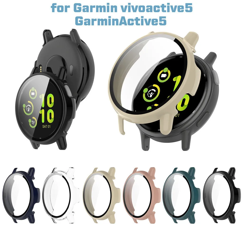 Фото Подходит для Garmin Vivoactive 5/Garmin Active 5, ультратонкий жесткий чехол для ПК, защитная пленка из закаленного стекла для экрана, защитный чехол №1
