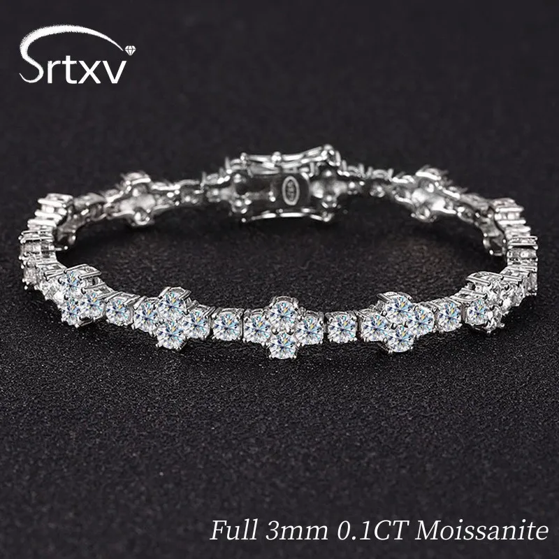 Браслет женский и мужской из серебра 925 пробы с муассанитом 18 к