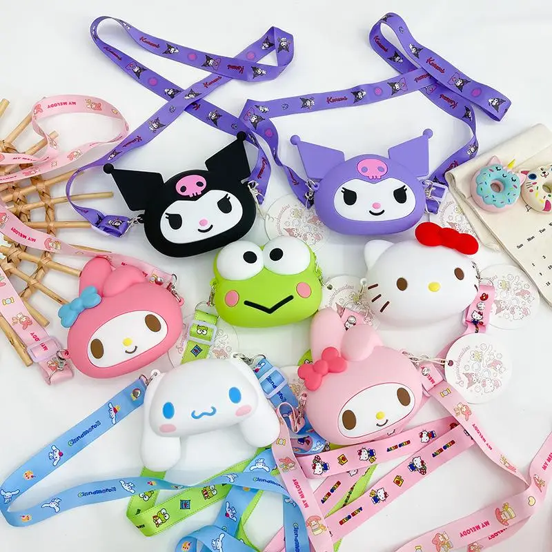 

Japan Sanrio Child Large Head Silicone Coin Purse 3D Hellokitty High Looking Cross Body Cute Children Girl Princess Fashion Bags