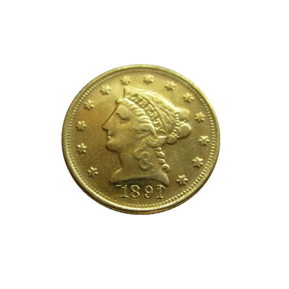 

Копия позолоченной монеты с головой свободы США 1891 $2,5