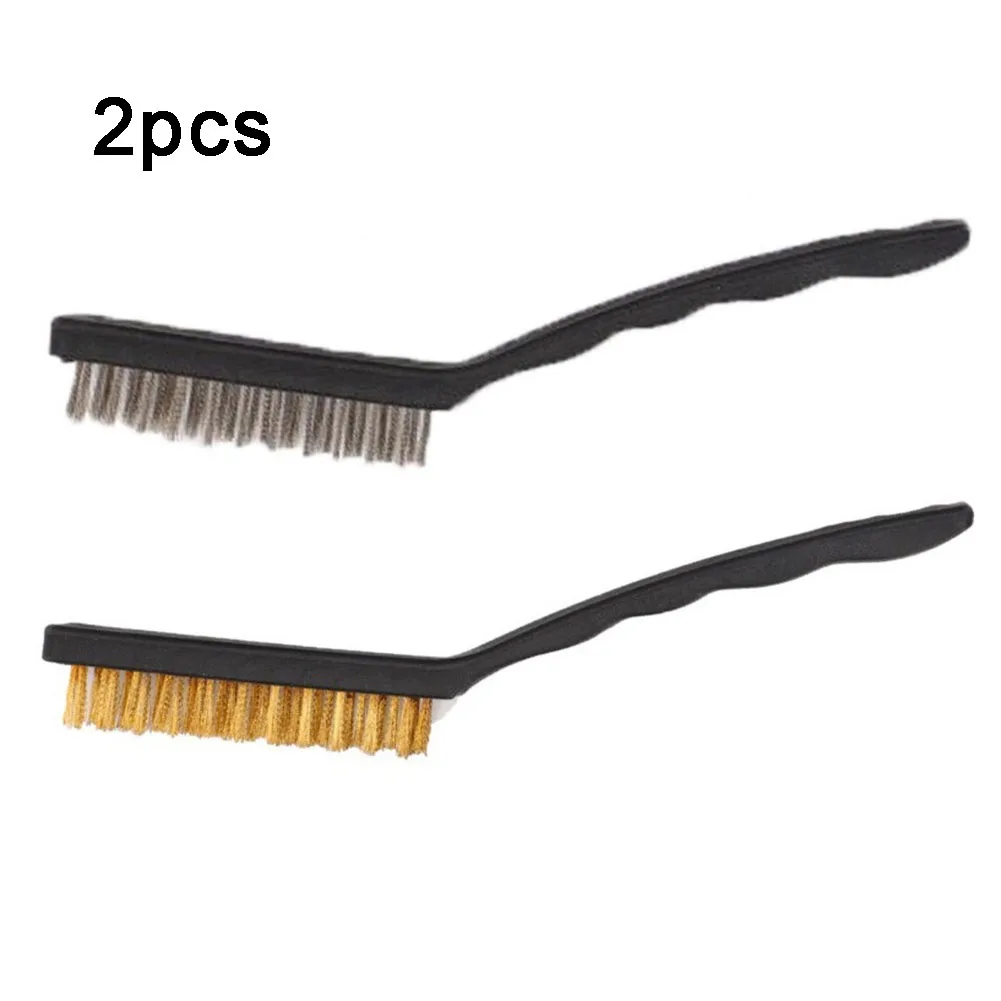 

2pcs Steel Brush Brass Cleaning Brush Polishing Rust Remover Metal Dirt Rust Paint 98mm X 24mm Home Garden Cleaning Hand Tool